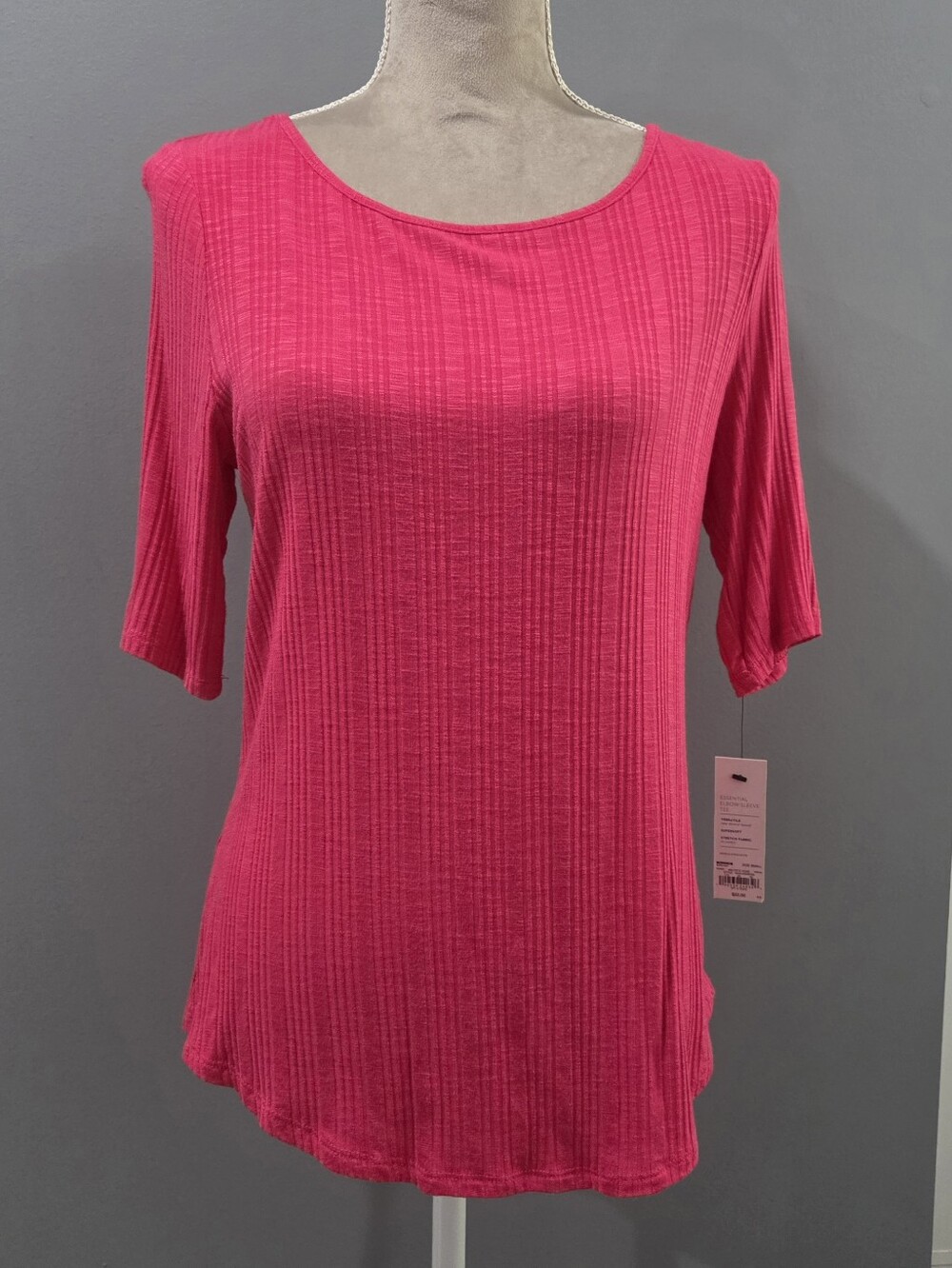 Apt. 9 Ribbed Short Sleeve Tee in Hot Pink